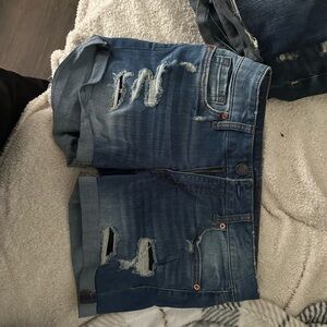 Womens Distressed Blue Denim Shorts